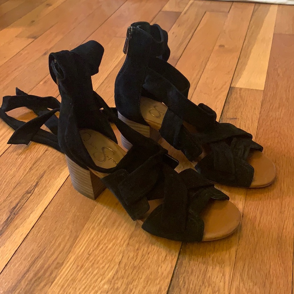 Black stack heel